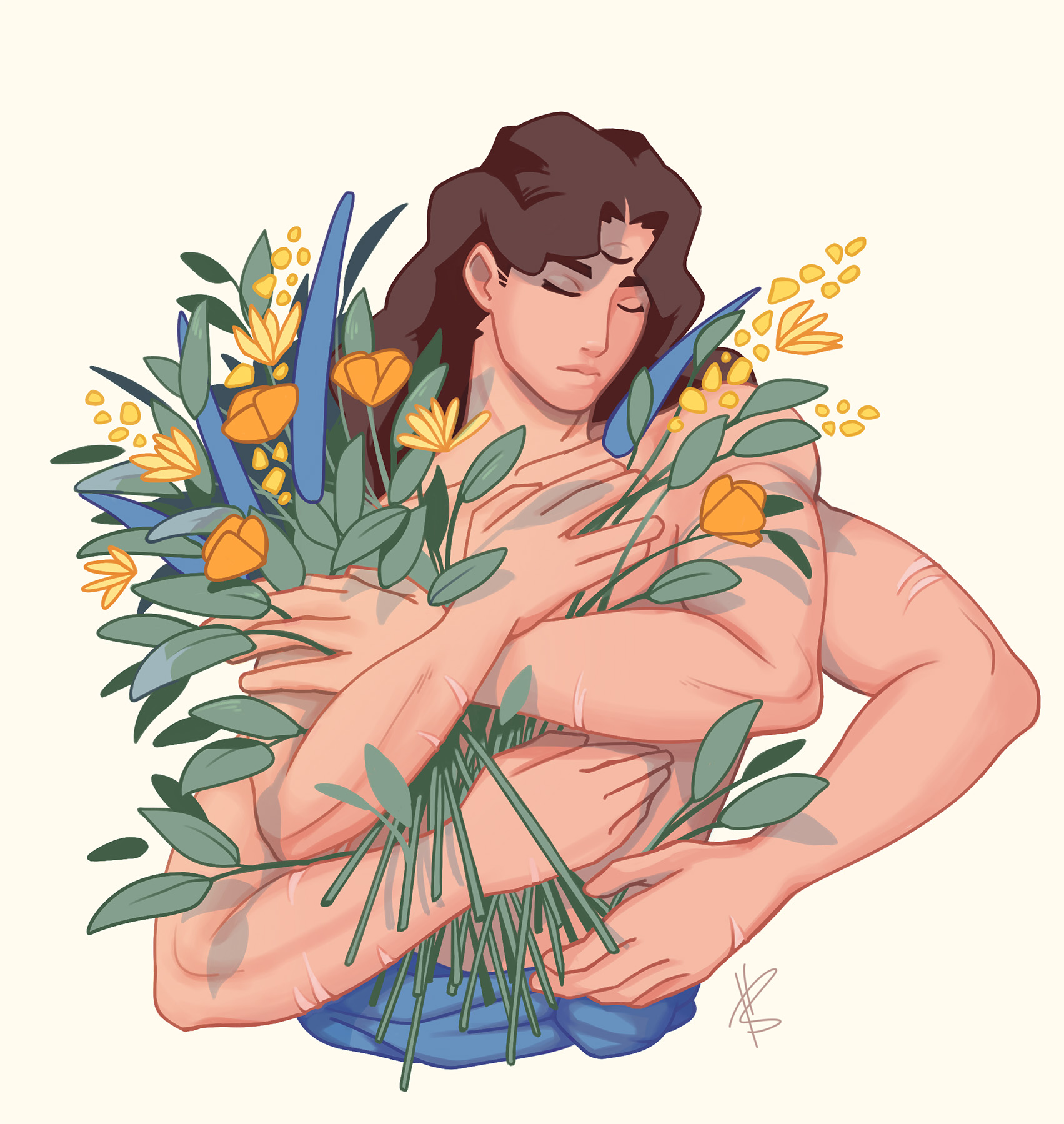 Silas with flowers